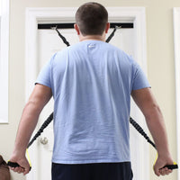 Thumbnail for Adjustable Door Strap Anchor system with 2 straps. Attached using Heavy Duty Velcro and made of custom woven webbing that will not slip or damage your door. Great for Crossover Symmetry Bands or our X-Over bands, but work with any clip style resistance bands sold in any Sporting Goods or Fitness Equipment Store.