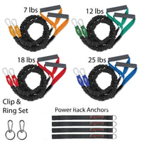 Thumbnail for covered resistance bands for arm and shoulder care and rehab designed for working out and exercising the torso and upper body by using resistance exercise tubes that are covered and safe on the upper back, arms shoulder and chest. These bands are great for body builders, building muscle, protecting the shoulder and arm, rehabilitation after a shoulder or arm injury and prtecting your rotator cuff when lifting weights, doing crossfit and even workout out.