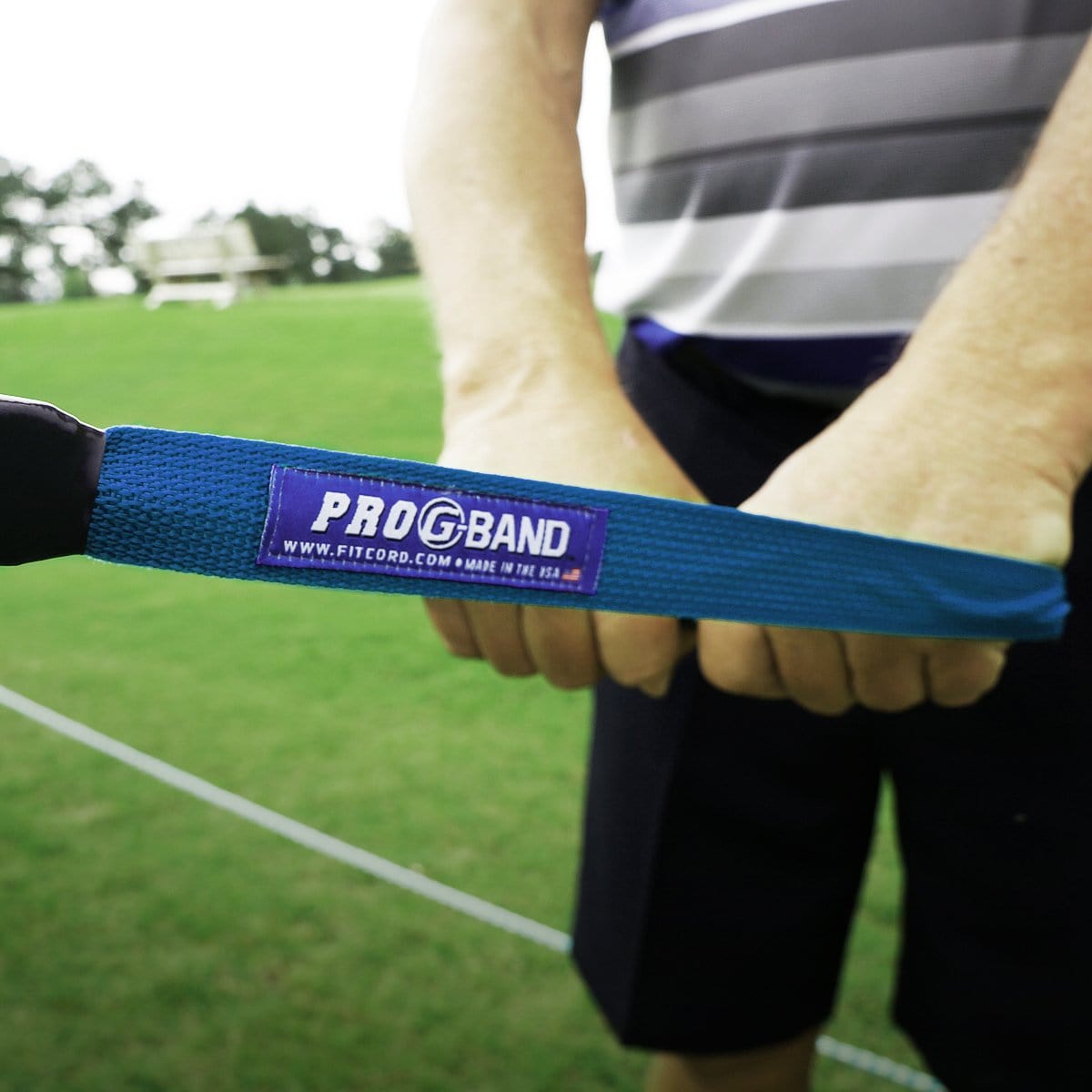 Pre game golf stretch band, increase power in golf swing, golf swing practice band, golf cart attachment